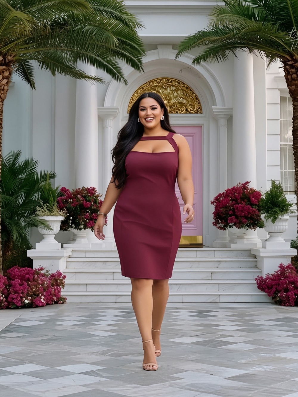 Lane Bryant Burgundy Cutout Sheath Midi Dress